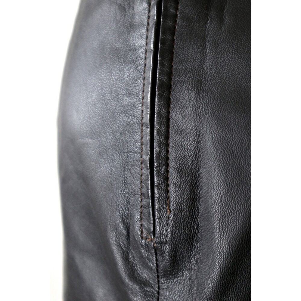 Vintage 1990s Barney's CO-OP Brown Leather High Rise Pencil Skirt - Picture 7 of 10